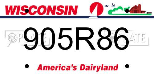 905R86 Wisconsin License Plate