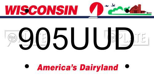 905UUD Wisconsin License Plate