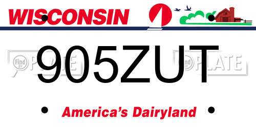 905ZUT Wisconsin License Plate