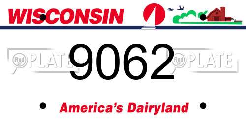 9062 Wisconsin License Plate