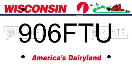 906FTU Wisconsin License Plate