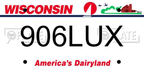 906LUX Wisconsin License Plate