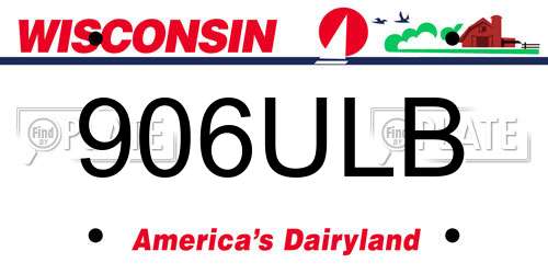 906ULB Wisconsin License Plate