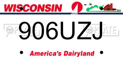 906UZJ Wisconsin License Plate