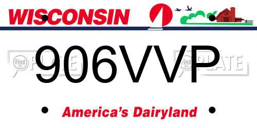 906VVP Wisconsin License Plate