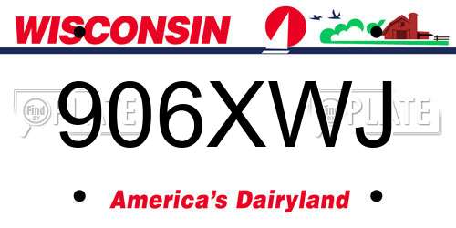 906XWJ Wisconsin License Plate