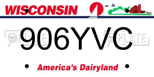 906YVC Wisconsin License Plate