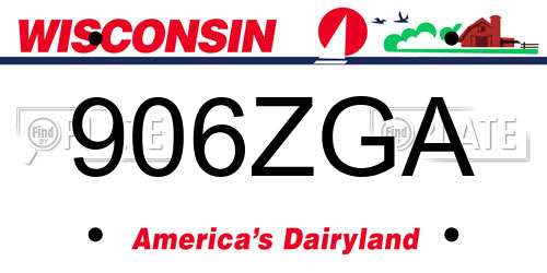 906ZGA Wisconsin License Plate