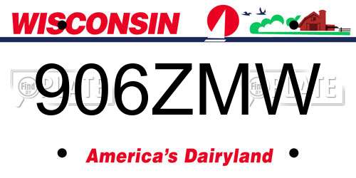 906ZMW Wisconsin License Plate