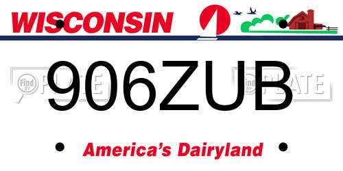 906ZUB Wisconsin License Plate