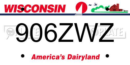 906ZWZ Wisconsin License Plate