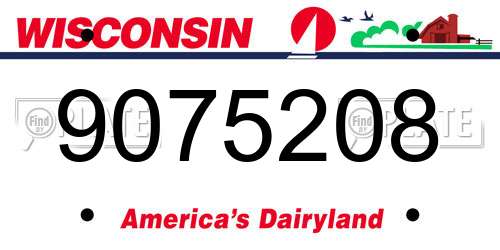 9075208 Wisconsin License Plate