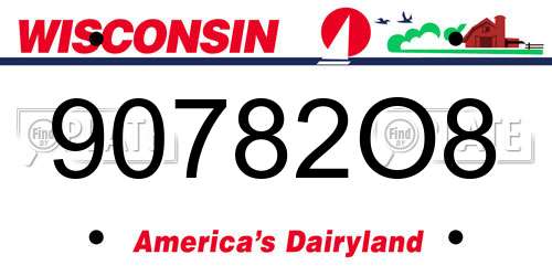 90782O8 Wisconsin License Plate