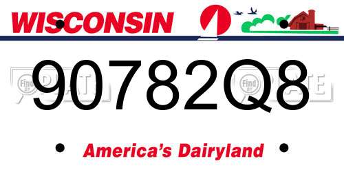 90782Q8 Wisconsin License Plate