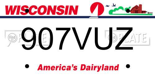 907VUZ Wisconsin License Plate