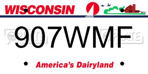 907WMF Wisconsin License Plate