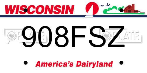 908FSZ Wisconsin License Plate