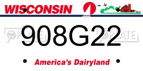 908G22 Wisconsin License Plate