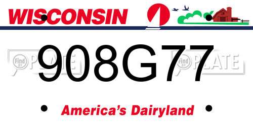 908G77 Wisconsin License Plate