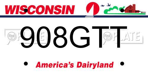908GTT Wisconsin License Plate