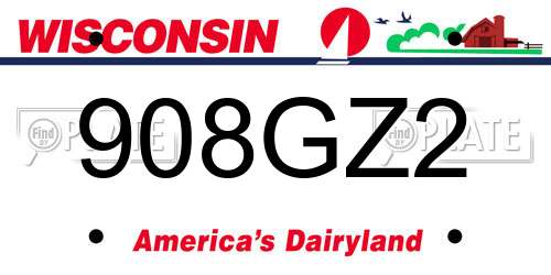 908GZ2 Wisconsin License Plate