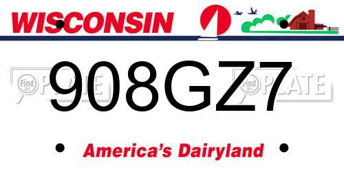908GZ7 Wisconsin License Plate