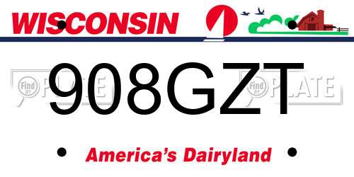 908GZT Wisconsin License Plate
