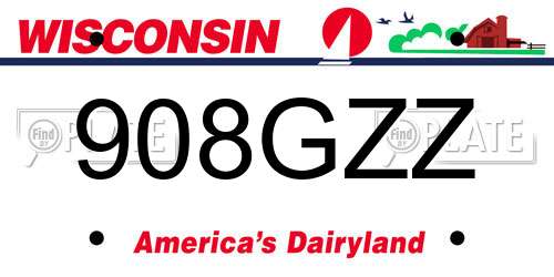908GZZ Wisconsin License Plate