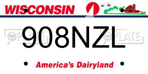908NZL Wisconsin License Plate