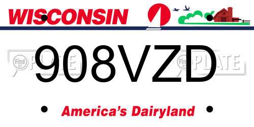 908VZD Wisconsin License Plate