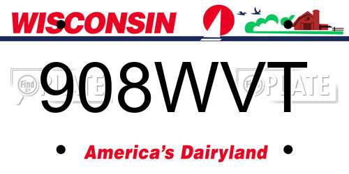 908WVT Wisconsin License Plate