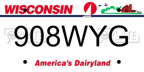 908WYG Wisconsin License Plate