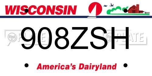 908ZSH Wisconsin License Plate