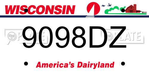 9098DZ Wisconsin License Plate