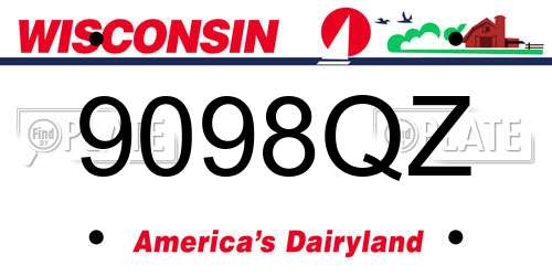 9098QZ Wisconsin License Plate