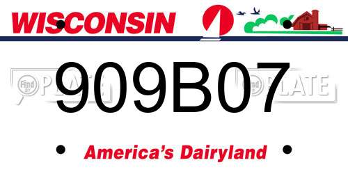 909B07 Wisconsin License Plate