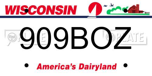 909BOZ Wisconsin License Plate