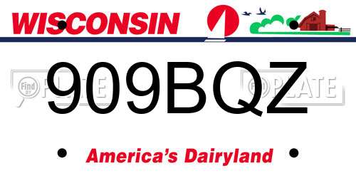 909BQZ Wisconsin License Plate
