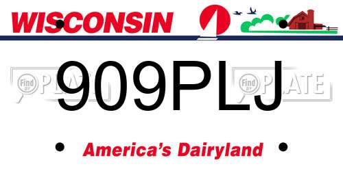 909PLJ Wisconsin License Plate