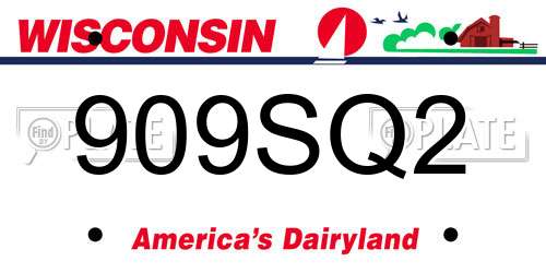 909SQ2 Wisconsin License Plate
