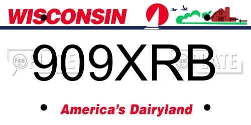 909XRB Wisconsin License Plate