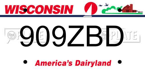 909ZBD Wisconsin License Plate