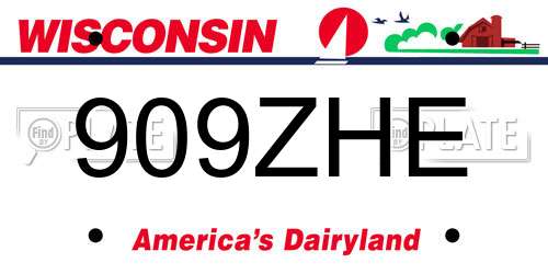909ZHE Wisconsin License Plate