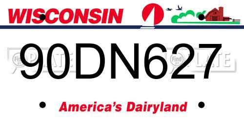 90DN627 Wisconsin License Plate