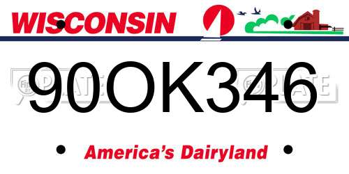 90OK346 Wisconsin License Plate