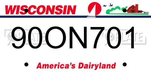 90ON701 Wisconsin License Plate