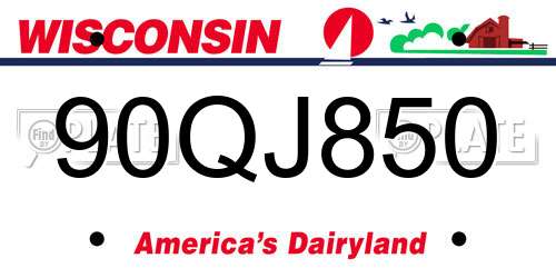 90QJ850 Wisconsin License Plate