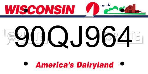 90QJ964 Wisconsin License Plate