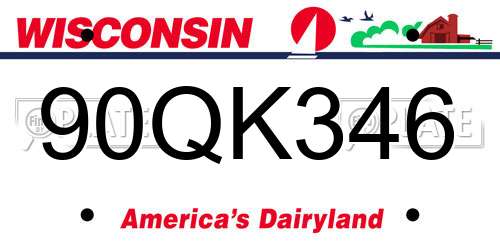 90QK346 Wisconsin License Plate