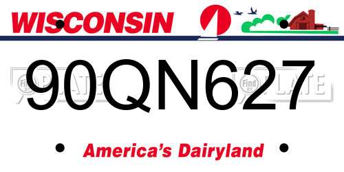 90QN627 Wisconsin License Plate